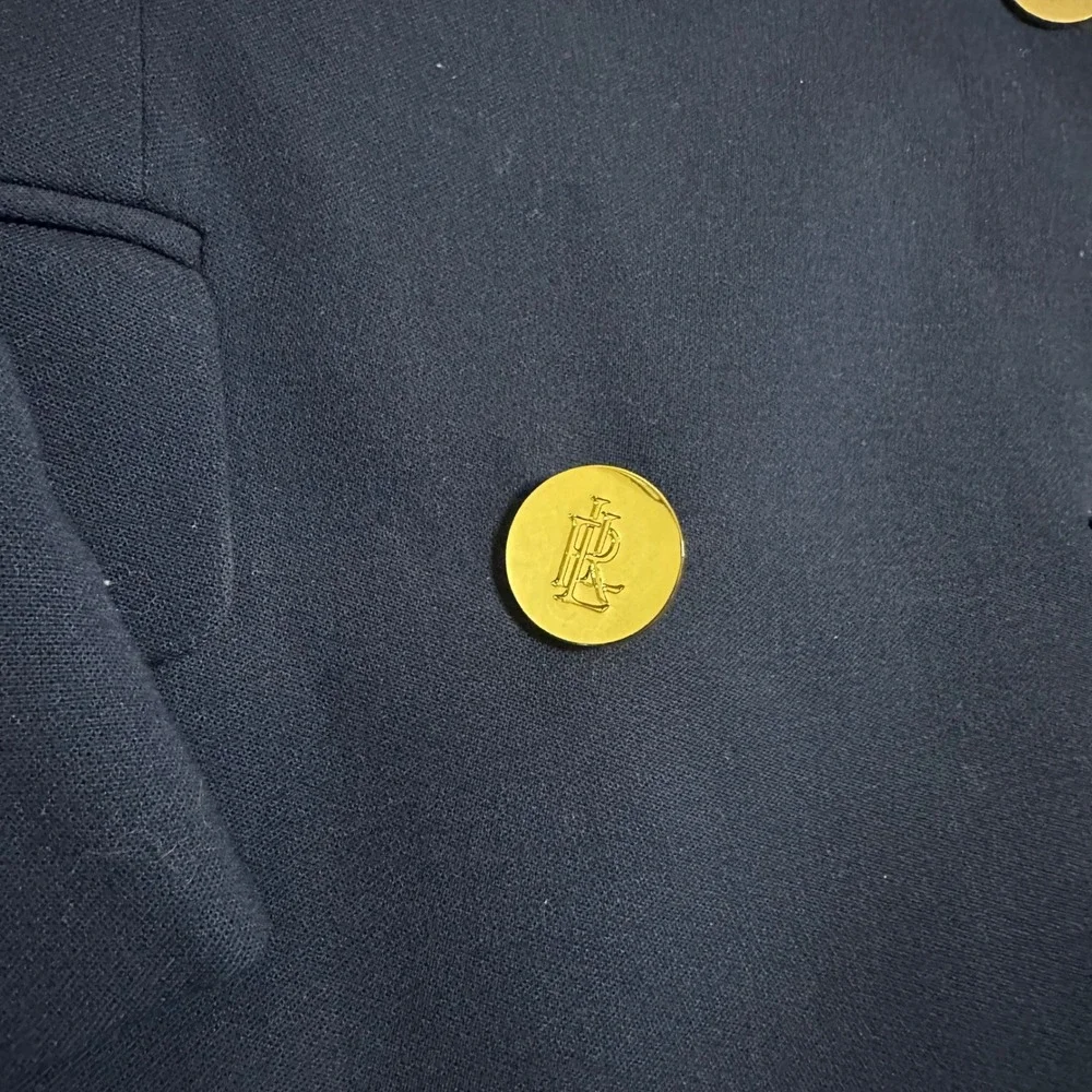 Lauren Ralph Lauren Navy Wool Double Breasted Blazer Gold Crest Buttons 14 - Picture 6 of 13